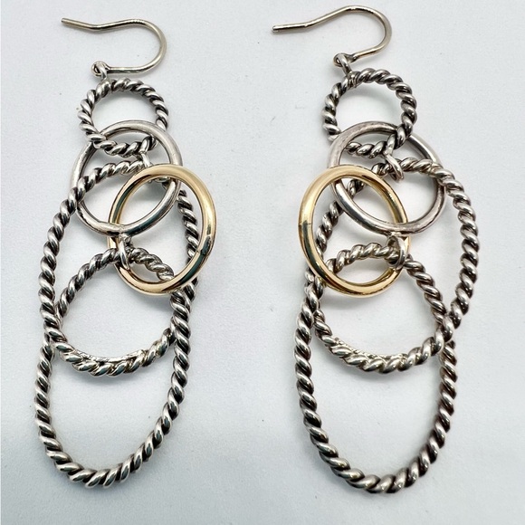 David Yurman Mobile Chain Dangle Earrings With Gold - Picture 3 of 6